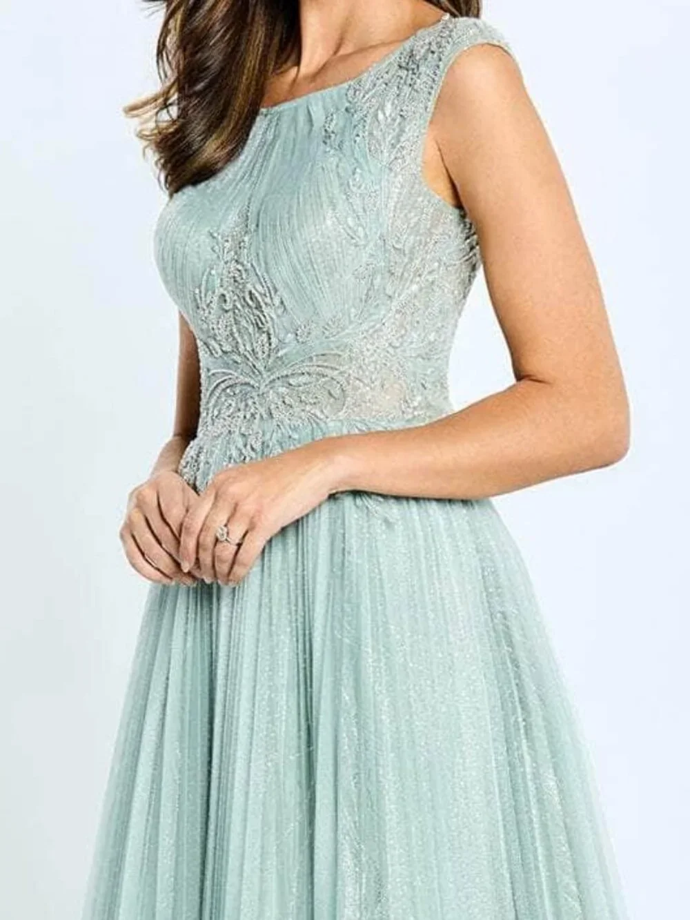 NWT Montage by Mon Cheri M515 Pleated Mother of the Bride Dress Seamist size 10 - Picture 2 of 8